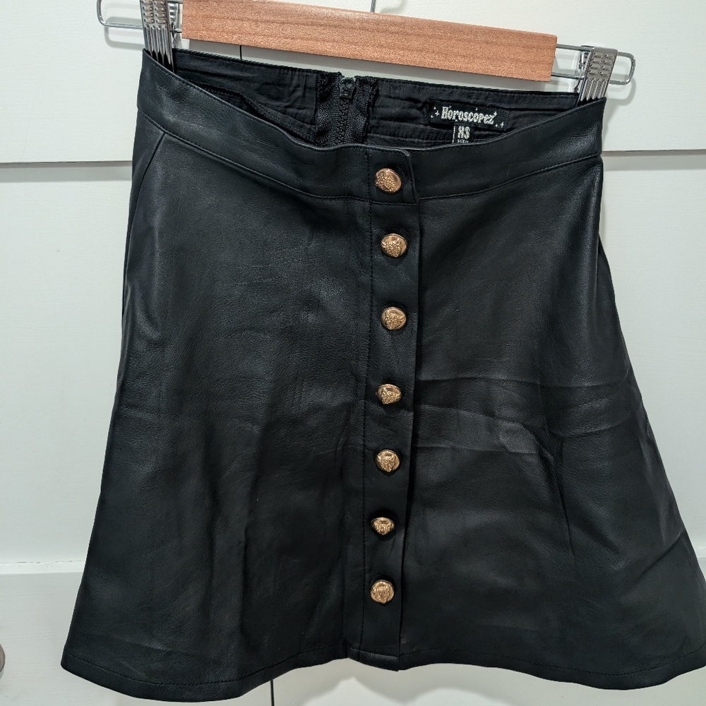 Dolls Kill Black A-Line Skirt with Gold Buttons